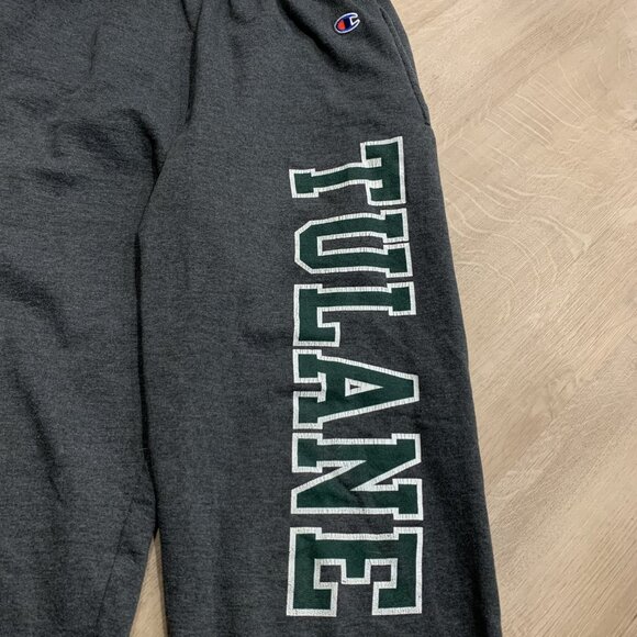 Champion Tulane University Green Wave Sweatpants Men's Small S Gray Jogger - Picture 2 of 5